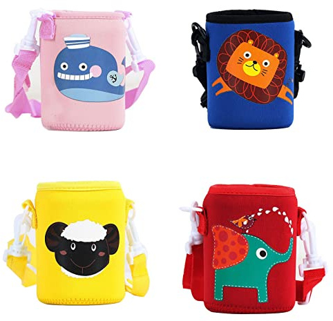 Hoshisea 4 unidades de bolsa de transporte con correa para el hombro, funda térmica y aislante, neopreno, para botellas de cristal y plástico