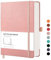 RETTACY A5 Gepunktetes Notizbuch Dotted - Bullet Dot Grid Notizbücher mit 320 nummerierten Seiten Hardcoverfür Frauen und Männer im Büro oder in der Schule, 14,5 x 21 cm - Rosa