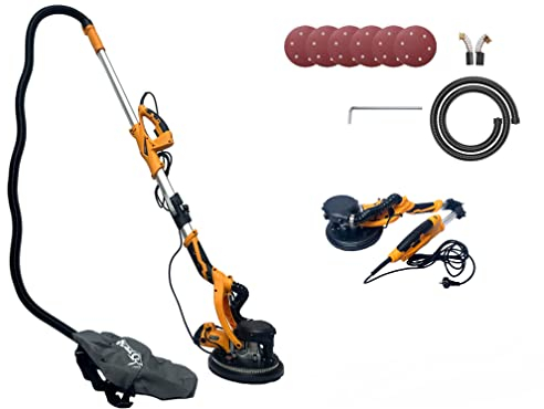 Levigatrice per Muro e Soffitti Levigatrice a Giraffa Pieghevole 800W Diametro Disco Ø225mm con Regolazione di Velocità 800-1800RPM con LED Raccolta Automatica di Polvere e 6 Dischi di Carta Abrasiva