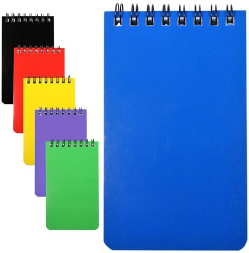 Lizbin Quaderno a spirale, 6 quaderni piccoli, taccuino tascabile da 7,6 x 12,7 cm, blocco note a spirale superiore, 6 mini quaderni colorati, 75 fogli per notebook (6 pezzi A7)