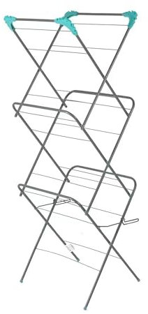 Everyday Requisite 3-Tier Clothes Airer, Indoor Clothes Drying Rack with 14 m Washing Line, Silver
