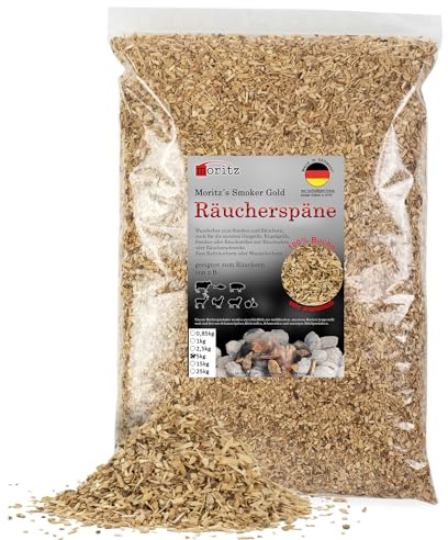Moritz Copeaux de fumage en hêtre fin, 0,75-2 mm, pour fumage à froid de poisson, viande, saucisse, fromage, légumes, aussi pour barbecue, barbecue, farine de fumage