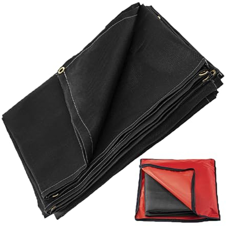 DXDRT Schweißdecke mit Ösen, tragbare Notfall-Feuerschutzdecke aus Fiberglas, feuerfeste, wärmebeständige Isolierung, Schweißmatte für Zuhause, Schule, Kamin, Grill, Auto,2.4x2.4M/8x8FT