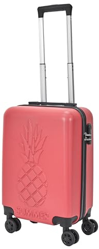 JET LAG, VO134031, Valigia Cabina in Rilievo Ananas Corallo 33L cm, Valigia cabina rigida bicolore, Ruote pivotanti a 360°, Lucchetto di sicurezza con codice, Materiale ABS resistente