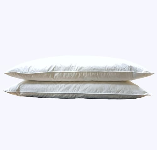 Vico Casa® PIUMETTA SOFT 2 Cuscini Letto in piuma d'oca 50x80cm - Set da 2 Guanciali per letto con tessuto 100% cotone e imbottitura in piumino e piumetta d'oca