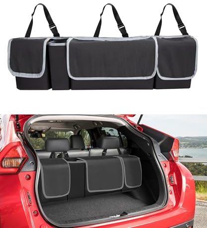 Flaconi Rangement Coffre de Voiture,Organisateur Voiture,Organisateur Coffre Voiture,Organisateur de Coffre de Voiture,Coffre Rangement Interieur,Convient à la Plupart des Voitures (Noir)