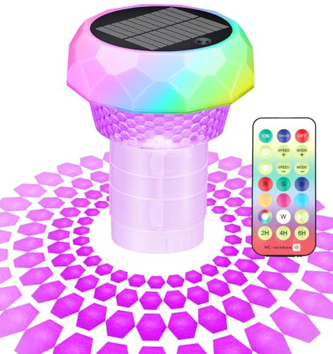 Flotador de cloro para piscina Qoolife con luz solar, flotador de tabletas de cloro para piscina, apto para tabletas de 1 y 7,6 cm, dispensador de cloro flotante con control remoto y ajustable para
