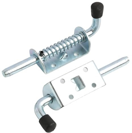 Annlpoy 2 Piezas pestillo puerta cerrojos,pestillos de resorte puerta exterior,Cierre Seguro para Puertas de Garaje, Jardín y Cobertizos, Resistente a la Corrosión, 10x128mm