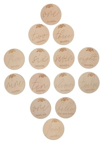 VILLCASE 14pièces Cartes Mensuelles pour Garçon Fille Bois Décoration Commémorative Mensuelle Cartes Photo des Étapes Importantes de Garçon Fille