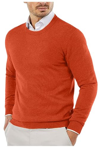 Pull Tricoté Homme Col Rond Et Manches Longues, Sweatshirt en Maille Fine Thermique Pullover Coupe Sweat Pulls Confortable T-Shirt Couleur Unie Souple Pull-Over Chandails Top Automne Et Hiver