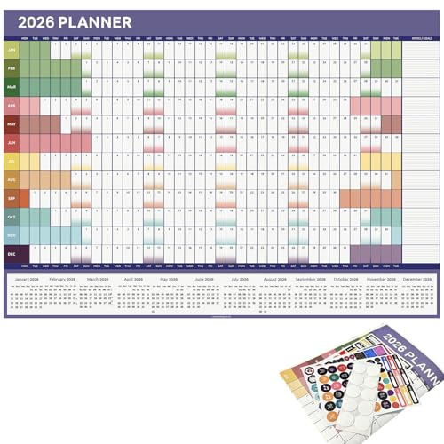 FIGCY Väggkalender 2026 Årsplanering Jan-Dec med UK Helgdagar, Kalender för Hem, Kontor, Skola, Akademisk Planering 2026