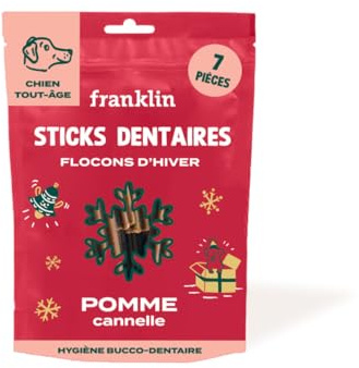 FRANKLIN – Friandises Dentaires pour Chien – Stick à Mâcher Pomme Cannelle – Haleine Fraîche – Anti-tartre – Mastication Longue – Tout Âge – 250 g
