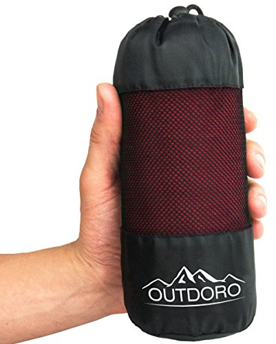 Outdoro Travel Sleeping Bag, Ultra-Light Travel Sleeping Bag, Only 350 g Made of Pure Cotton with Pillow Compartment Thin & Small Lining, Travel Sheet, red