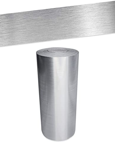 VisitRyl Bordi Per Carta Da Parati Autoadesivi Rimovibile Per Cucina Bagno Piastrelle Adesivo Per Pareti Autoadesiva argento spazzolato 10cm X 500cm