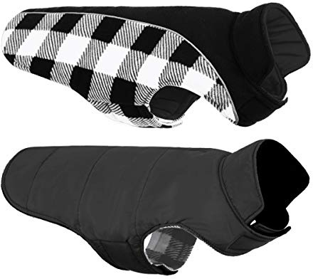 CITÉTOILE Manteau Coupe-Vent Réversible pour Chien, Vêtement d'Hiver Chaud Réfléchissant, pour Petit Moyen Grand Chiens, Polaire, Noir, S