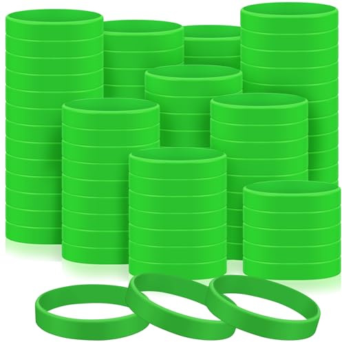 Liliful 200-delar tomma silikonarmband - bulk elastiska armband för vuxna, lämpliga för lagevenemang, fester och strumpfyllningar (20 x 1,5 cm, grön)