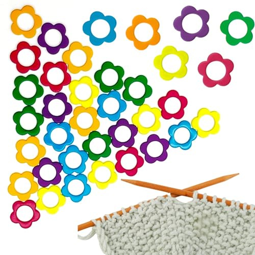 OHYER 30 Piezas marcadores crochet Marcadores de Puntos Ganchillo marcadores de metal para crochet crochet anillo marcador DIY Colorido Adecuado para coser tejer accesorios de artesanía de flor (30)