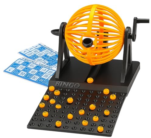PEBBLE HUG Bingo Lotto 90 Balls 12 Cards, Complete with Bingo Balls, Bingo Cards, Bingo machine, Bingo Set, Traditional Family Game, Children and Adults, Entertaining game (1 Pcs)
