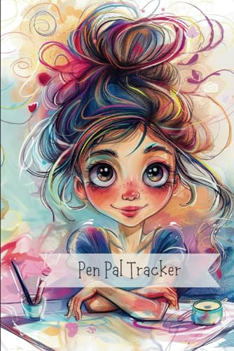 Pen Pal Tracker - 6x9 - 105 Pages - Whimsical Colorful Hair Woman/Lady