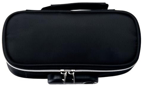Dpofirs Portable Safe Box, Lockable Pencil Case, Security Case Lock, Large Capacity, Mini Travel Safe for School (Black)