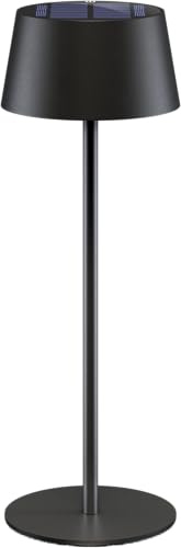 goobay Lámpara LED de mesa solar/regulación continua con control táctil/recargable sin cable para uso en interiores y exteriores IP44 / 150lm y 3000K blanco cálido, USB-C, negro 72026