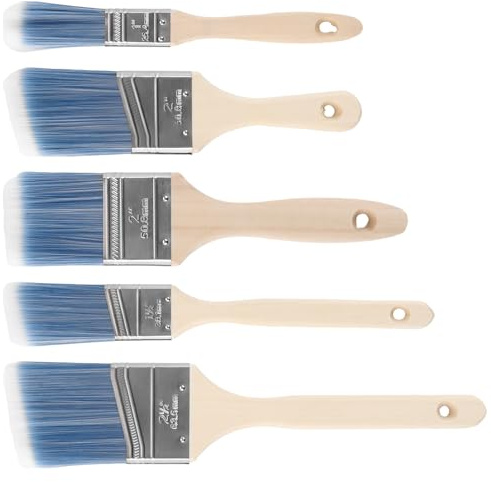 SHUESS Malerpinsel 5er Set, Lackierpinsel Lackpinsel für den Profi - Flachpinsel Set für Wandfarbe, Lacke & Kreidefarbe - Pinselset Maler