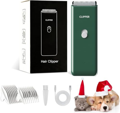 ENSSU Hundeschermaschine, kabelloses, wiederaufladbares Hundepflege-Set Katzenhaarschneidemaschine für verfilzte Haare, Tierhaarschneidemaschine Haustier-Rasierer für Katze/Hund/Kätzchen/Welpe,Grün