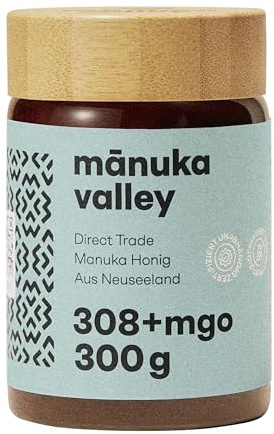 MANUKA VALLEY – Manuka Honig mit 308+ MGO im Glas. 300 g. Laborgeprüft und zertifiziert – 100% natürlicher Manuka-Honig aus Neuseeland. Cremiger, milder und zarter Manukahonig