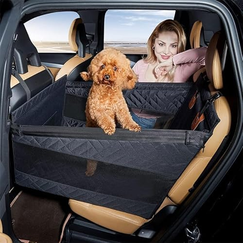 Woofinity Siège Auto pour Chien Grand Format 73x53x53 cm – Panier Voiture Chien Sécurisé avec 4 Sangles – Pliable, Imperméable, Anti-Rayures – Convient Petits, Moyens et Grands Chiens Jusqu’à 50 kg