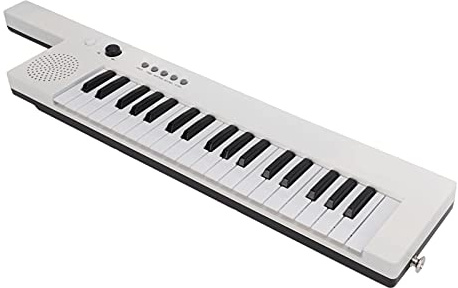 KIMISS 37 Key Portable Keyboard Piano - Mini Keytar Electronic Organ for E on and Music Practice with Lithium Battery, Stereo Sound, Phone, and Multi-Function Keys (BF-3755 white)