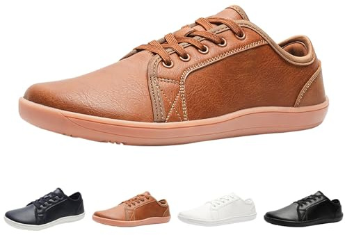 Baskets pour homme en cuir extra larges | Chaussures pieds nus pour homme Chaussures de sport respirantes Chaussures de course confortables avec lacets Chaussures de jogging décontractées Grandes