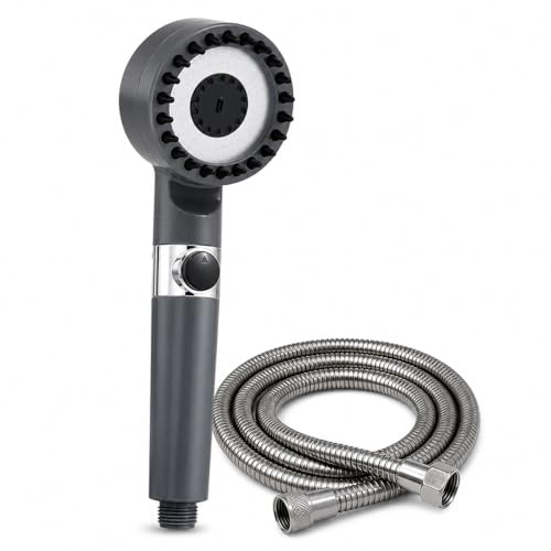 Soffione Doccia con Filtro, Doccino per Box 1.5M Tubo Anticalcare Doccetta 3 + 1 Tipi di Getti alta Pressione Risparmio Acqua