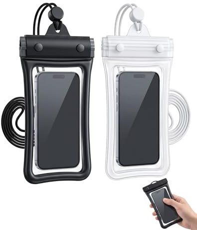 YIPFEN Funda Impermeable para Móvil de 2 Piezas, Carcasa Subacuática IPX8 con Cámara de Aire Triple, Compatible con iPhone y Teléfonos Android (hasta 7 Pulgadas)