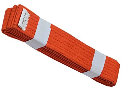IBEX Cinturones de karate de taekwondo para niños y adultos, artes marciales, 215 a 300 cm (verde, naranja, morado, rojo, amarillo, blanco), naranja, 4-265cm
