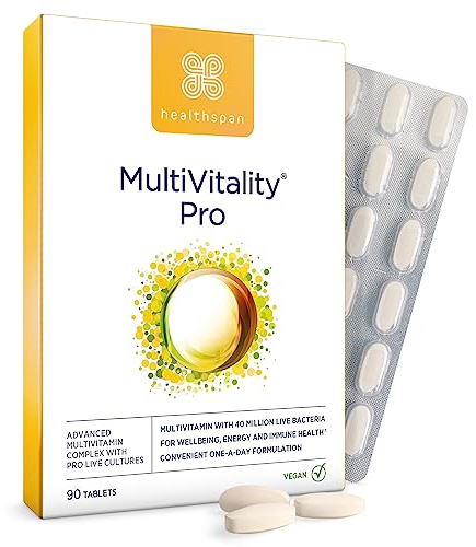Healthspan Multivitamin with Live Cultures (90 Tablets) | Supports Immune Health | Maintain Energy Levels | Multivitamin & Live Bacteria Cultures | Added Vitamins C & D3 | Vegan