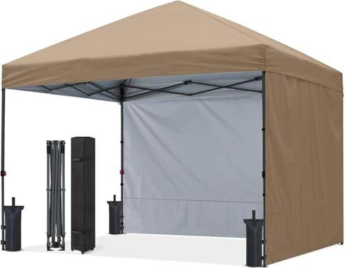 ABCCANOPY Faltpavillon UV50+ mit 2 Seitenwänden, Khaki 300 cm