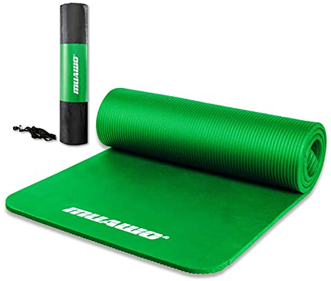 Muawo Premium Sportmatte und Fitnessmatte, perfekt als Yogamatte, Gymnastikmatte, Trainingsmatte | rutschfest | extra-dick & extra-lang | 190 cm Länge x 60 cm Breite x 1,5 cm Dicke (Grün)
