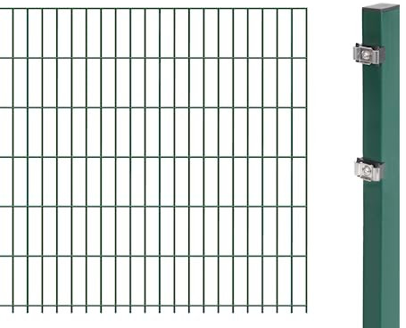 Alberts 641412 Doppelstabmattenzaun als Zaun-Komplettset | verschiedene Längen und Höhen | kunststoffbeschichtet, grün | Höhe 123 cm | Länge 2,5 m
