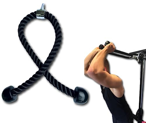 MuscleForge Tricep Rope Cable Attachment 120 cm – Extra Long Gym Rope for Pulley System, LAT Pulldown, Biceps, Triceps, Abdominals – Nylon Triceps Rope with Non-Slip Handles for Cable Machines