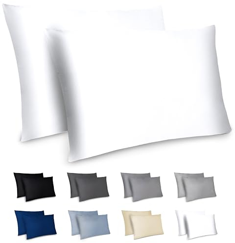 Dreamzie Kissenbezug 40 x 80 2er Set - Kopfkissenbezug 40x80 Weiß mit Reißverschluss aus Mikrofaser Weich, 40x80 cm Pillow Cover