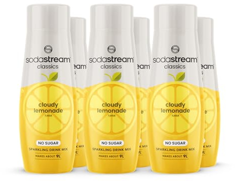 SodaStream Zeros Drink Mix, Classic Fruits Range, Sugar Free Soda Syrup for Sparkling Flavoured Water, Multipack of 6 x 440ml Bottles creates 54L of Drink, Cloudy Lemonade Flavour
