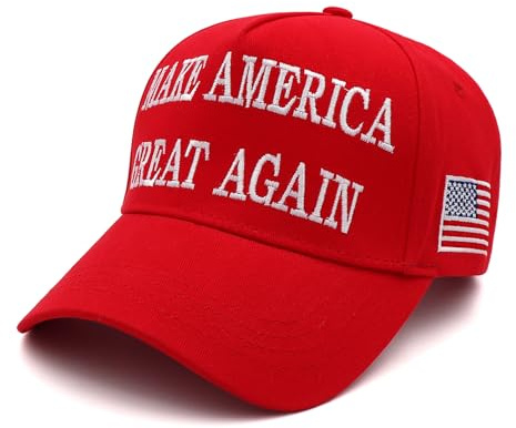Trump MAGA Hat - Donald Trump 2024 USA Flag Baseball Cap, Rot/Ausflug, einfarbig (Getaway Solids), Einheitsgröße