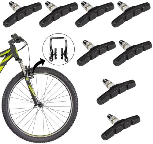 SOGHO 8 Stück V-Brake Bremsbeläge, 70mm, Schwarz, Gummi, Legierung, Kompatibel Mit Shimano, Tektro, Avid, Sram