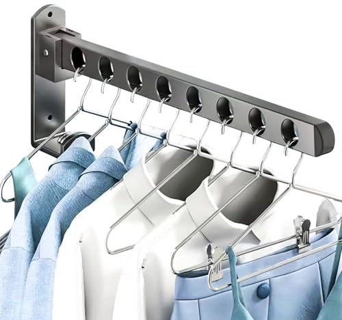 Trendecor Kleiderhaken Klappbar, Klapphaken Metall Grau Matt Wand Kleiderständer Kleiderlüfter Wandhaken Klappbar für Balkon Waschküche Badezimmer