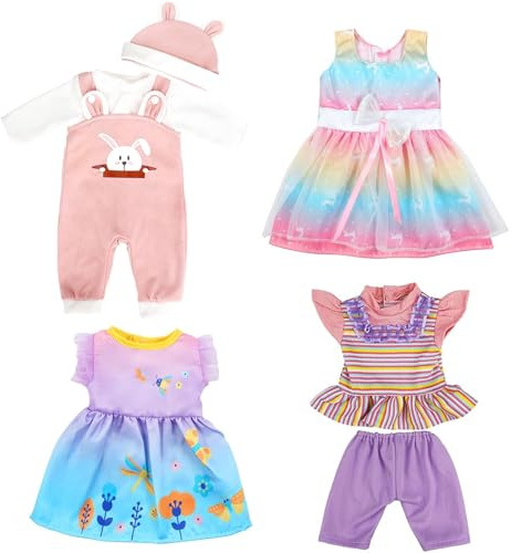 Baby Doll Clothes for 18 Inch Baby Dolls, 43cm Baby Doll Outfits Yarn Skirt Dress Jumpsuit Top Pant Hat, Baby Doll Accessories for Girls/Boys Birthday Gifts (Not Include Doll)