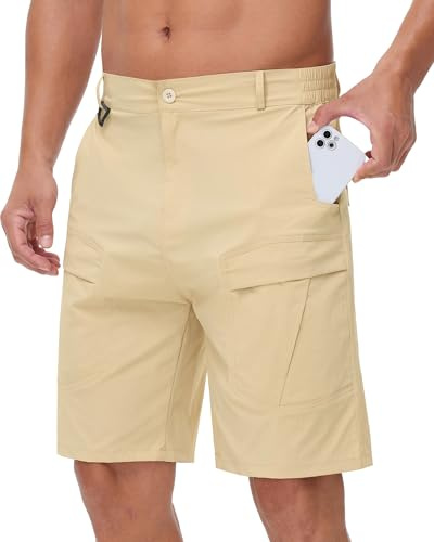 NANAMEEI Short cargo d'été pour homme avec plusieurs poches, taille S à 2XL, kaki, XXL