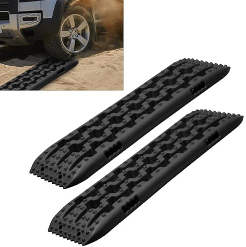 2 Stücke Sandbleche Offroad Traktionsmatte Anfahrhilfe Recovery Board Offroad Tracks 10T Last Geeignet für Außeneinsatz bei Schnee Sand Schlamm für Geländewagen Wohnmobil PKW LKW