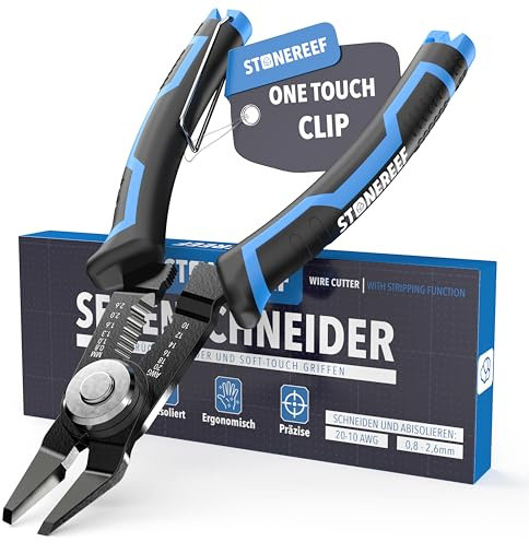 3-in-1 Seitenschneider für 20–10 AWG Kabel – Schneidezange & Abisolierzange – Versteckte Feder & rutschfester PVC-Griff – Präzisionszange für Elektronik, Platinen, Elektroinstallation