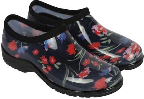 A2Z Zoccoli da Giardino Impermeabili in PVC da Donna con Floreale Facili da Indossare Scarpe da Pioggia - Wellies LDS 1408 Floral 5 UK