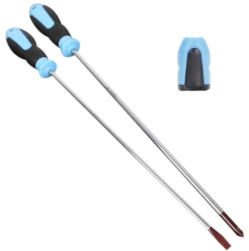 Juego de destornilladores extralargos de 400 mm con puntas magnéticas para tornillos ranurados y cruzados, kit de herramientas manuales de acero al carbono para uso doméstico y taller
